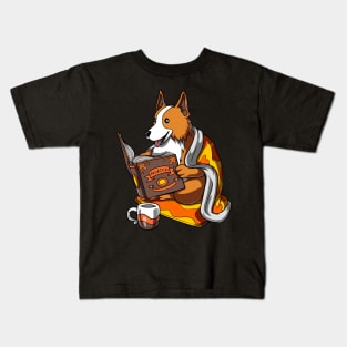 Corgi Book Reading Dog Kids T-Shirt